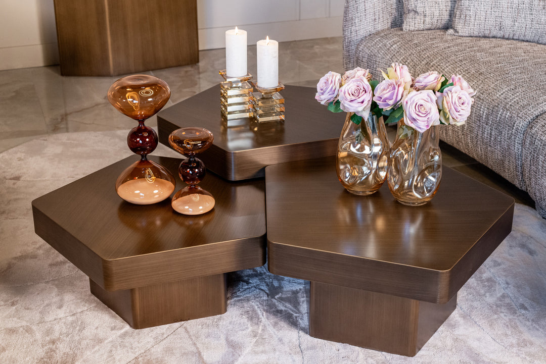 Coffee table Hexa brushed gold (Set of 3)