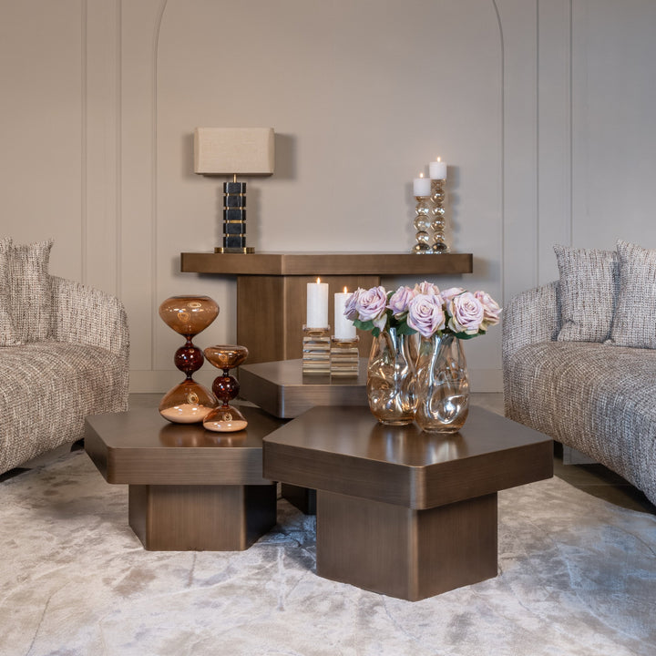 Coffee table Hexa brushed gold (Set of 3)