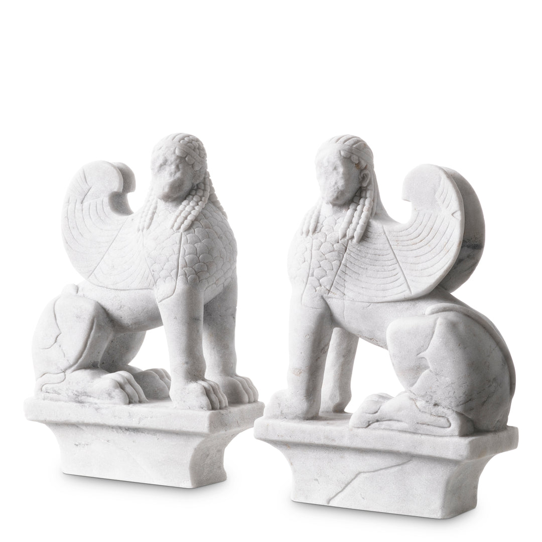 Eichholtz Object Sphinx Set van 2 Wit Marmer