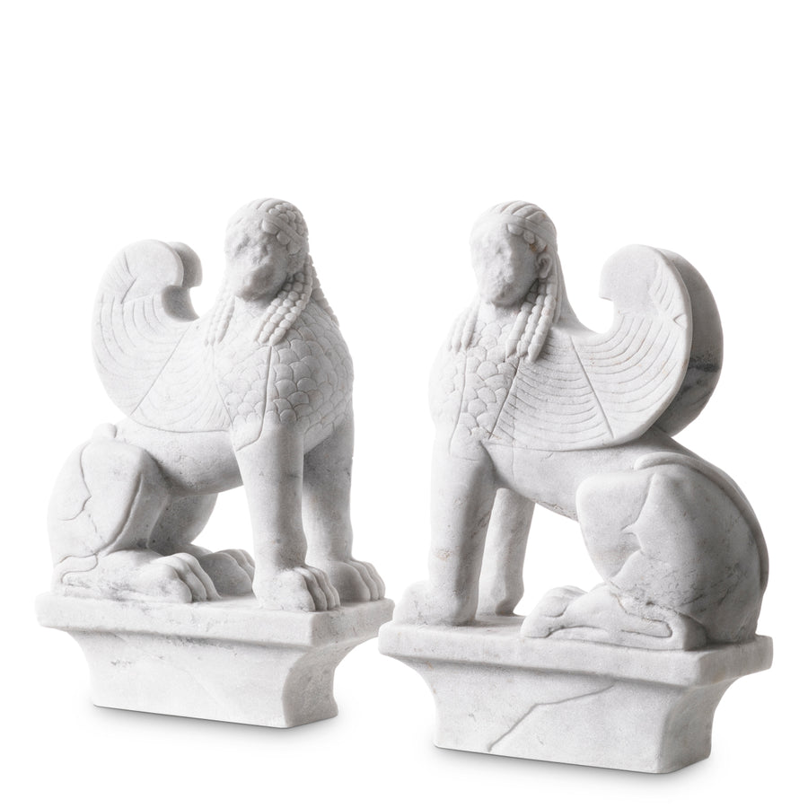 Eichholtz Object Sphinx Set van 2 Wit Marmer