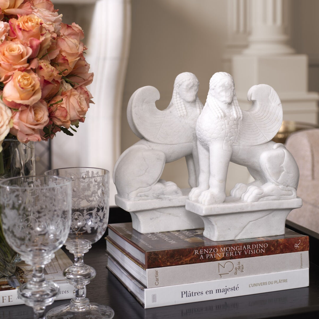Eichholtz Object Sphinx Set van 2 Wit Marmer