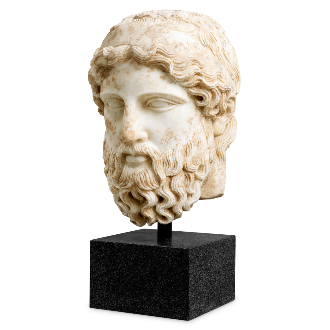 Eichholtz Buste Hermes Antique Marble Look Black Granite