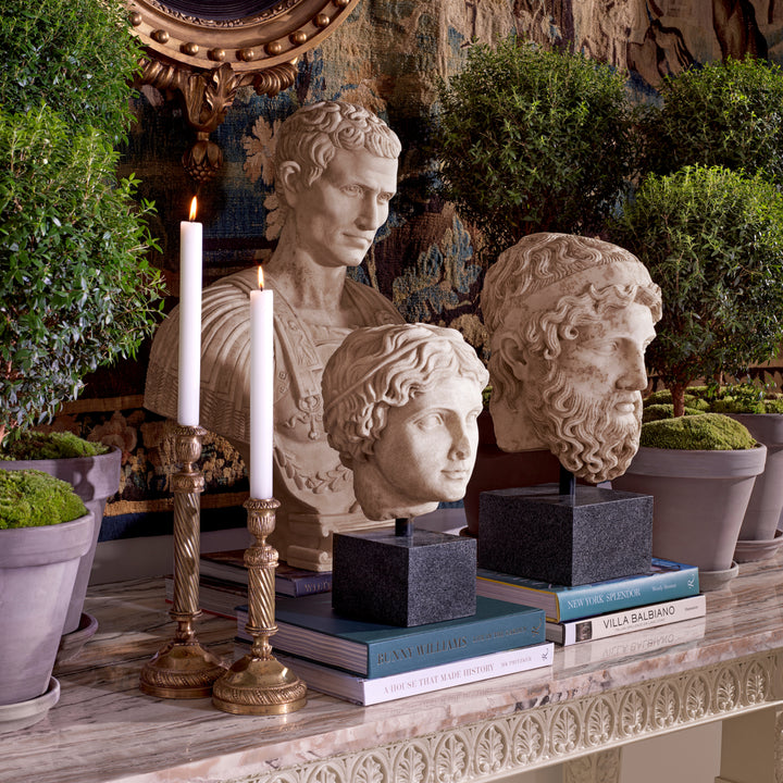 Eichholtz Buste Hermes Antique Marble Look Black Granite