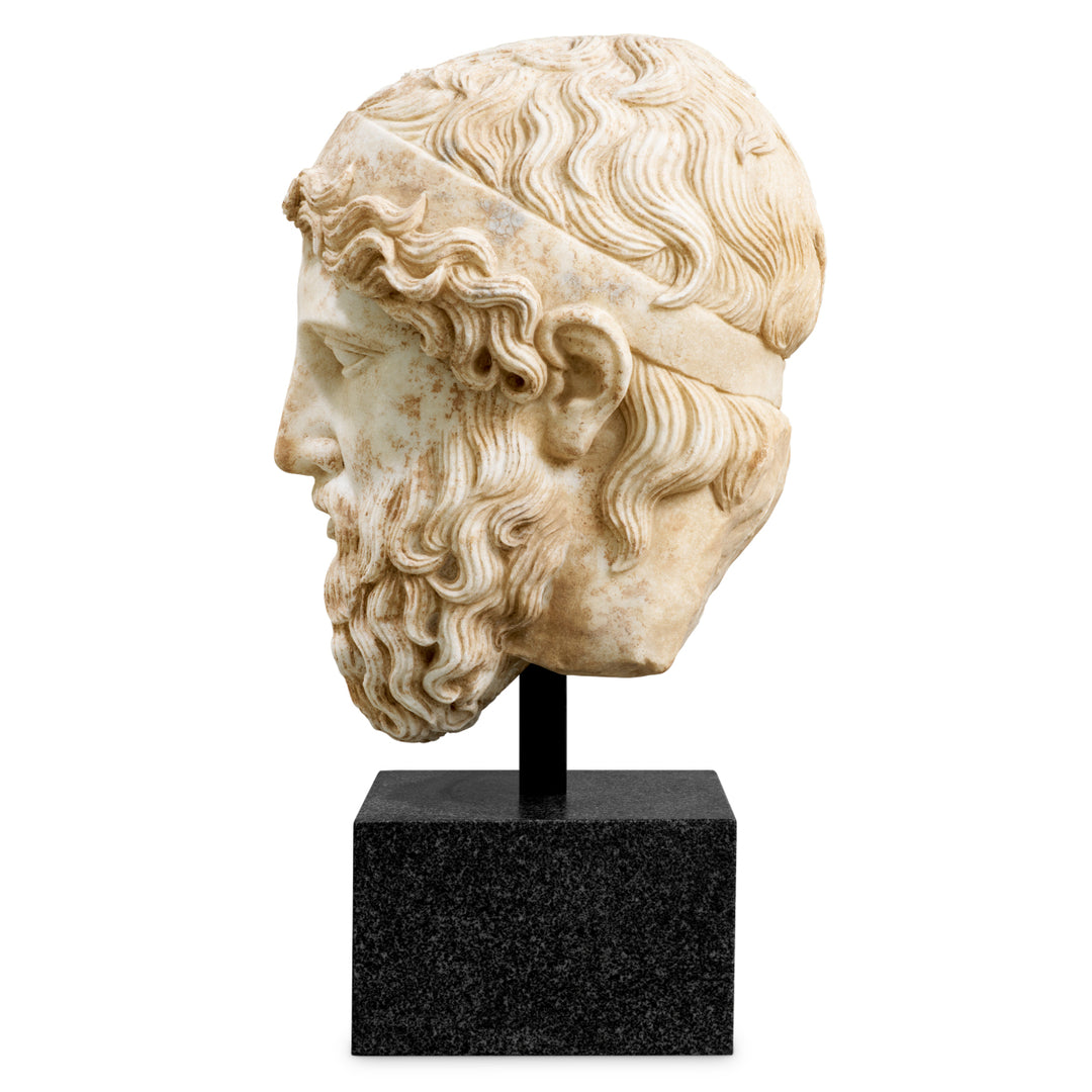 Eichholtz Buste Hermes Antique Marble Look Black Granite
