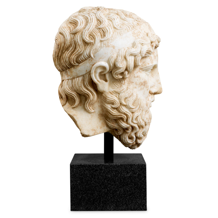 Eichholtz Buste Hermes Antique Marble Look Black Granite