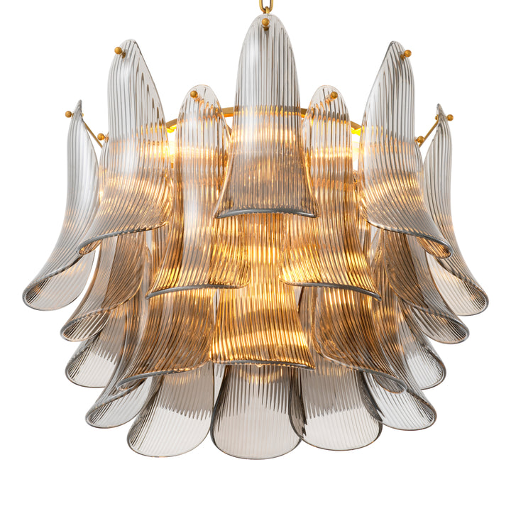 Eichholtz Kroonluchter Amun Brushed Brass Smoke Glass