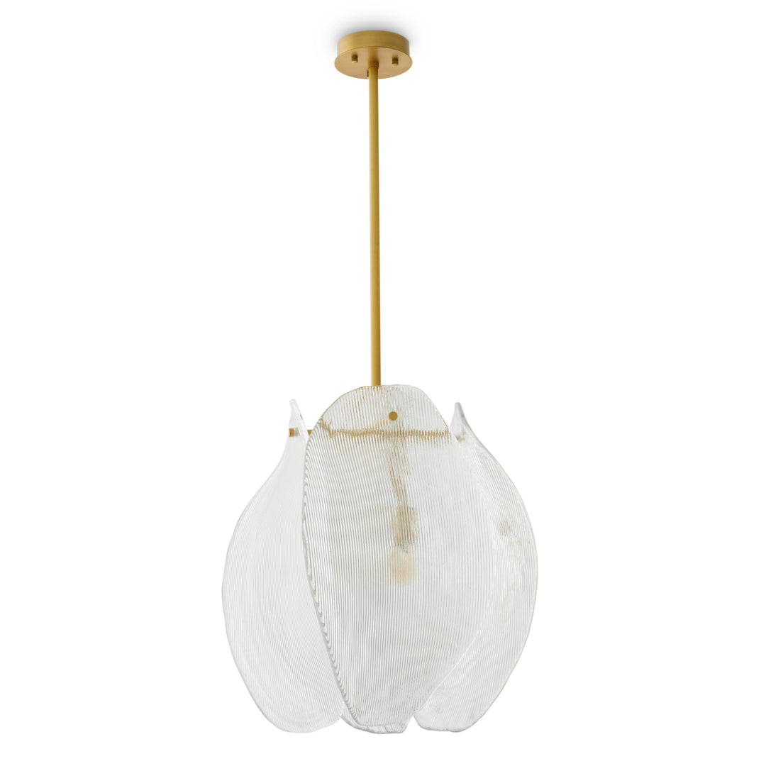 Eichholtz Chandelier Hibis Antique Brass Helder Glas