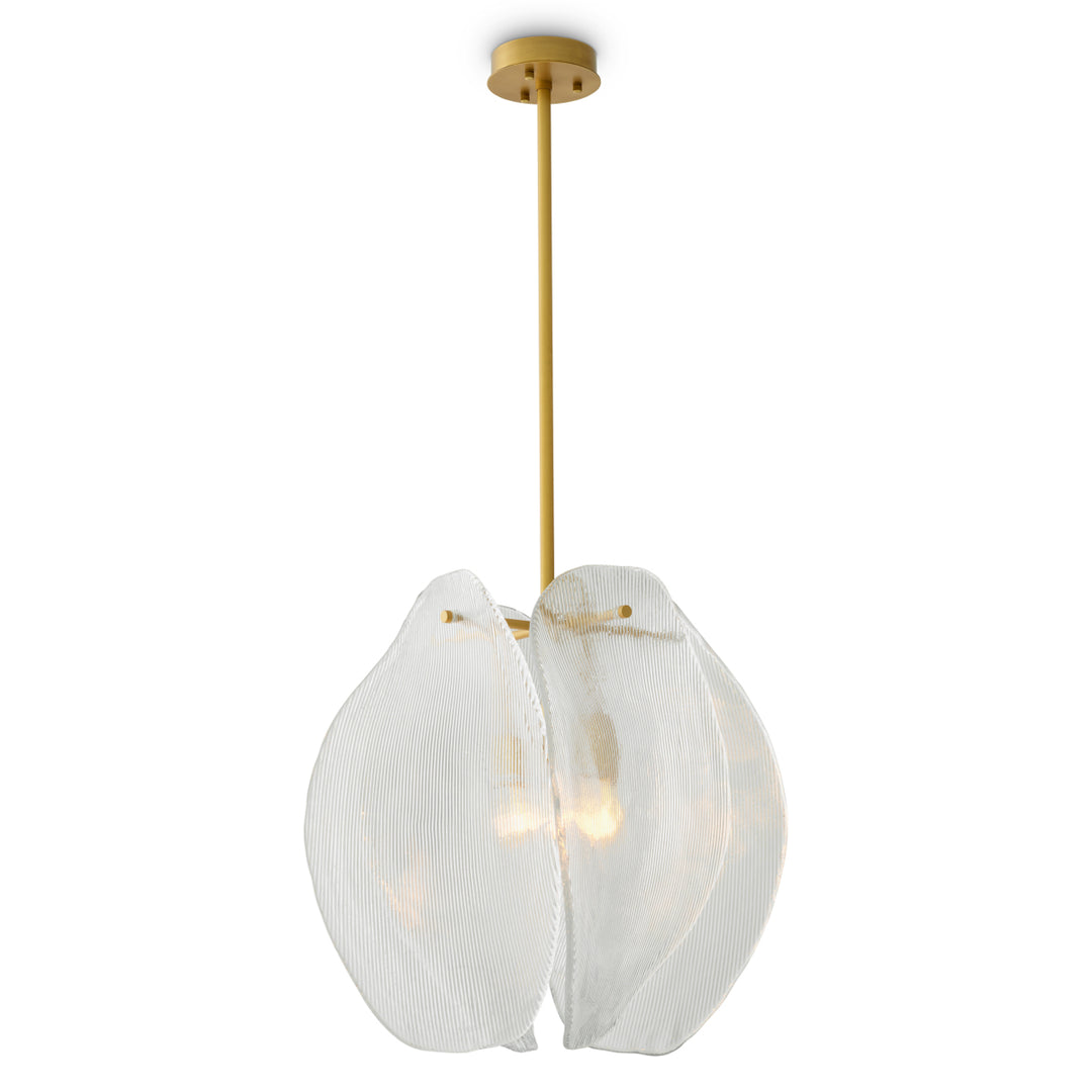 Eichholtz Chandelier Hibis Antique Brass Helder Glas