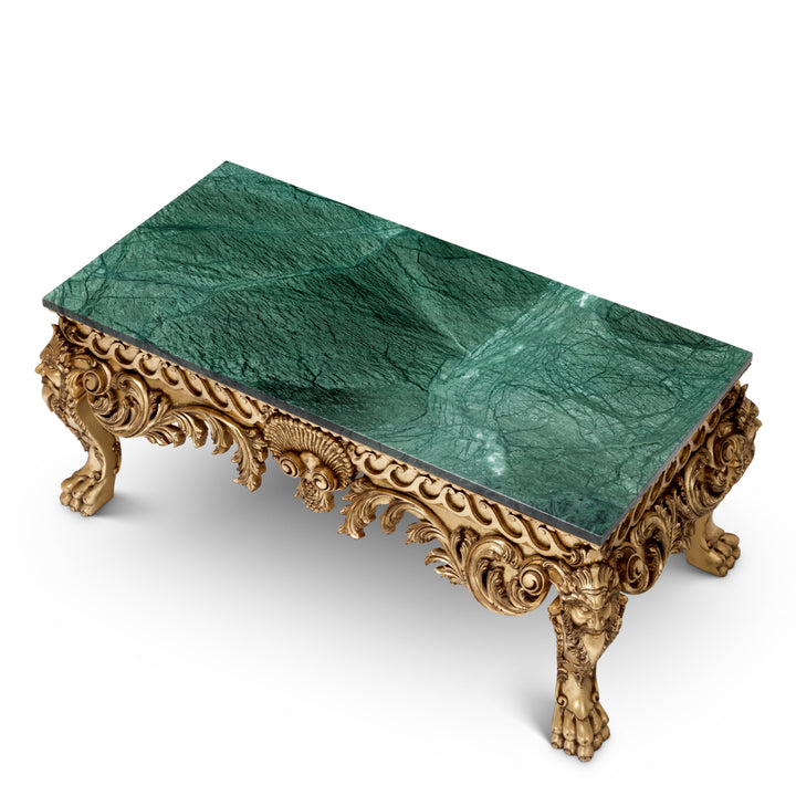 Eichholtz Salontafel Matthias Antiqued Gold Leaf Green Marble