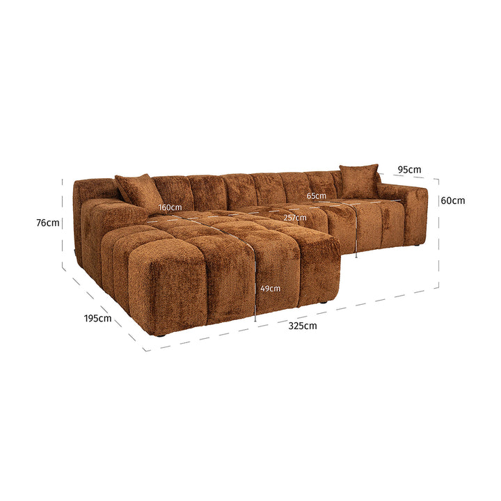 Sofa Cube 3-Sitzer + Lounge links (Be Lovely 603 Zimt)