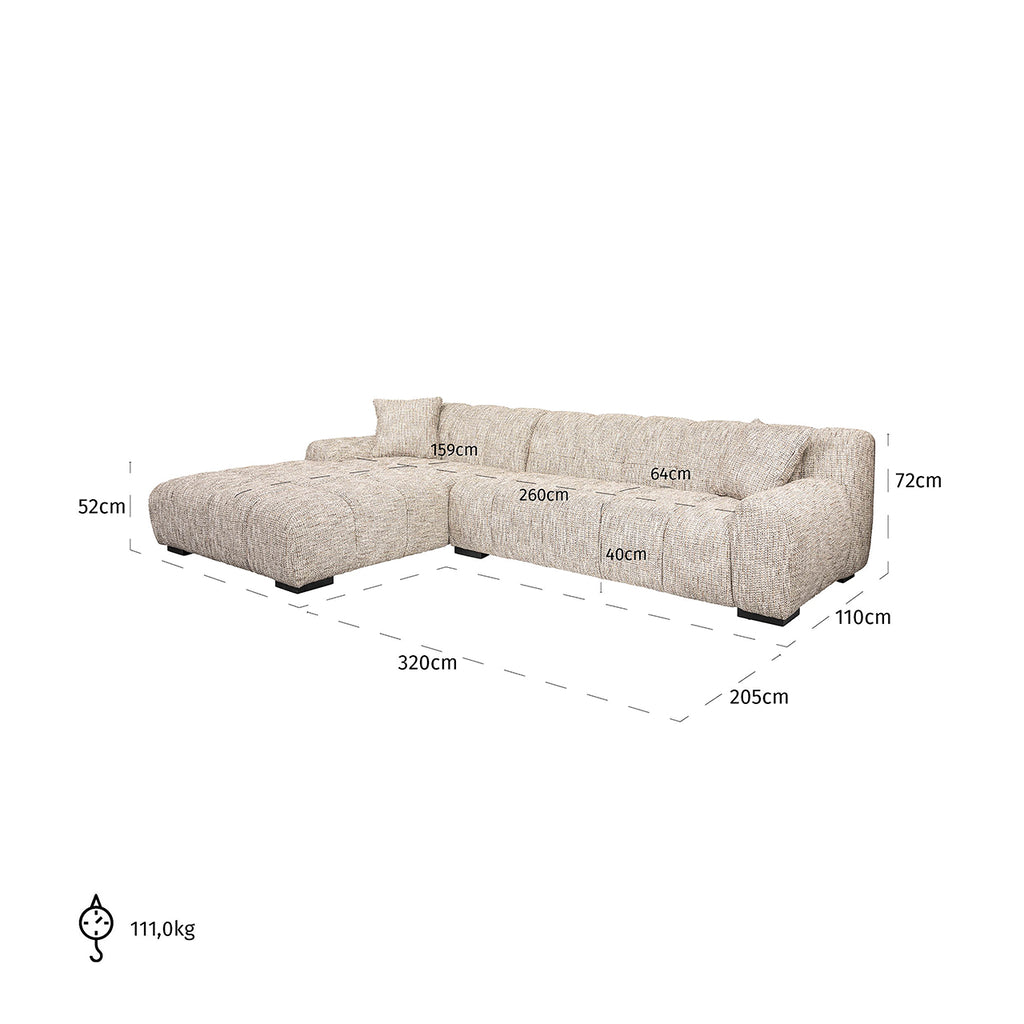 Sofa Hazel 3-seater + lounge left trendy nature