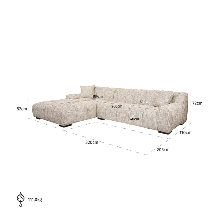 Sofa Hazel 3-seater + lounge left trendy nature