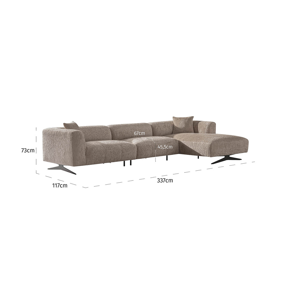 Sofa Hoxton 3-seater + lounge right (Be Lovely 170 Beige)