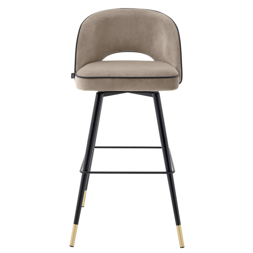 Eichholtz Barstoel Cliff - Savona Greige Velvet Hoog (Set van 2)