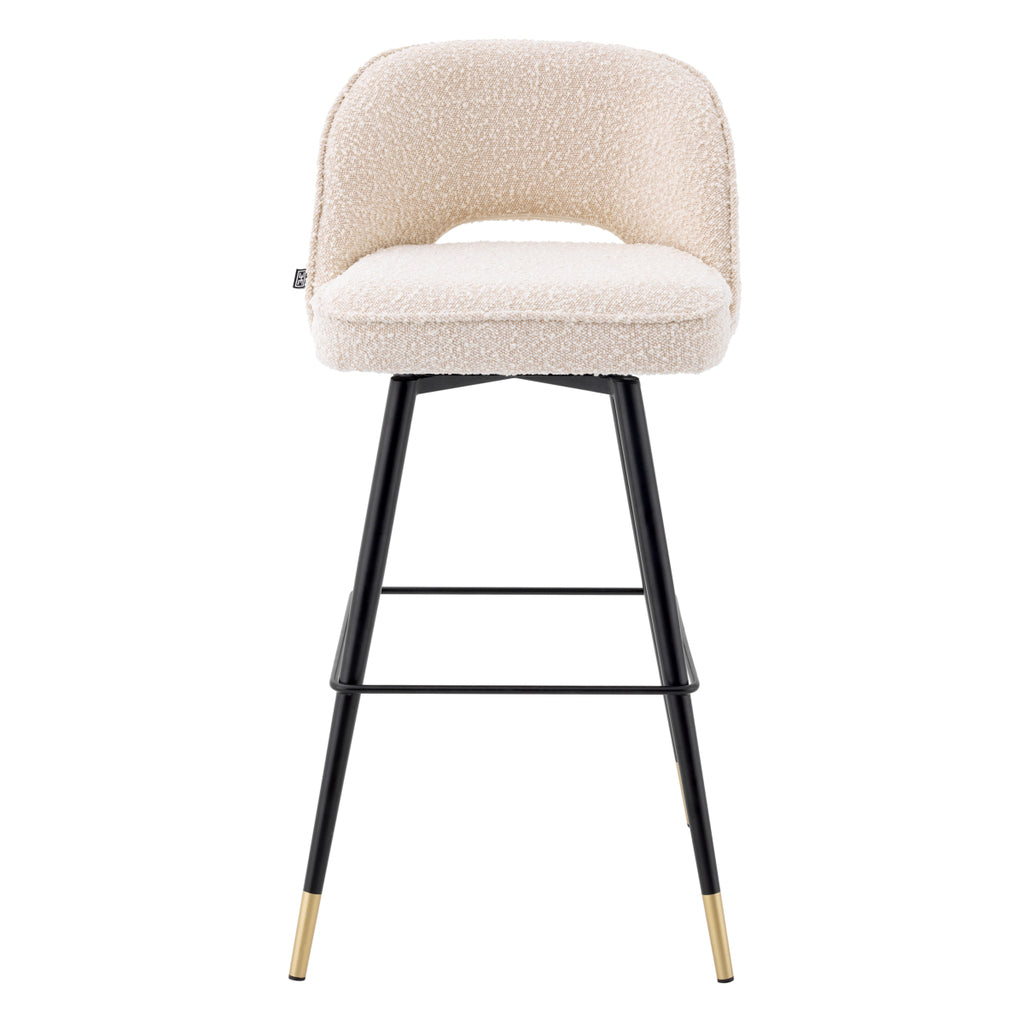 Eichholtz Barstoel Cliff - Bouclé Cream Hoog (Set van 2)