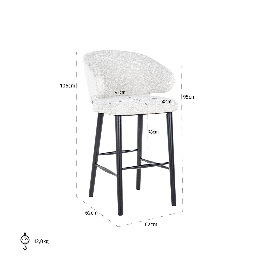 Bar stool Indigo white bouclé (Copenhagen 900 Bouclé White)