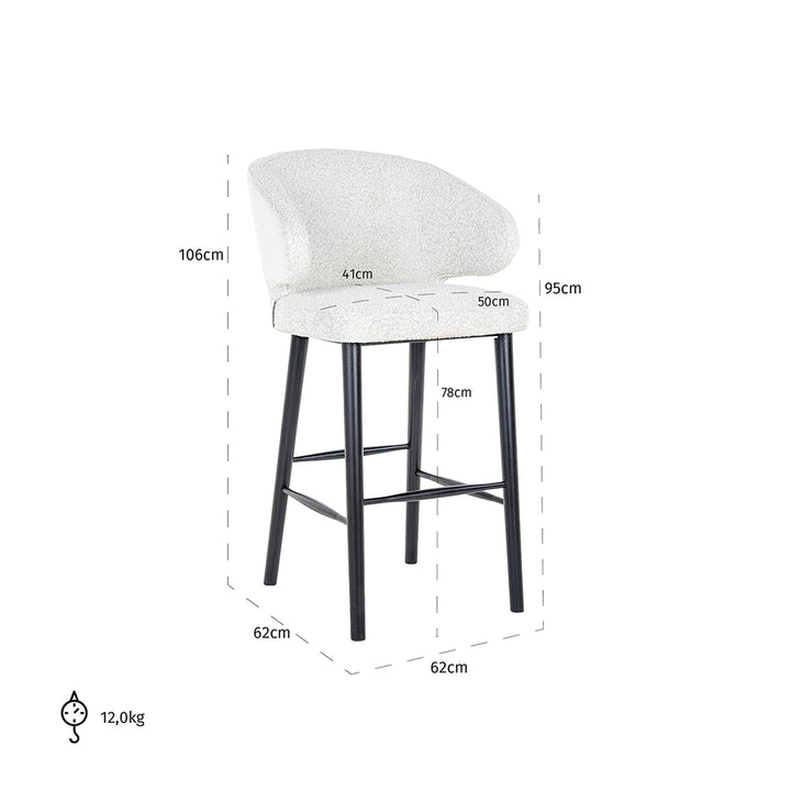 Bar stool Indigo white bouclé (Copenhagen 900 Bouclé White)