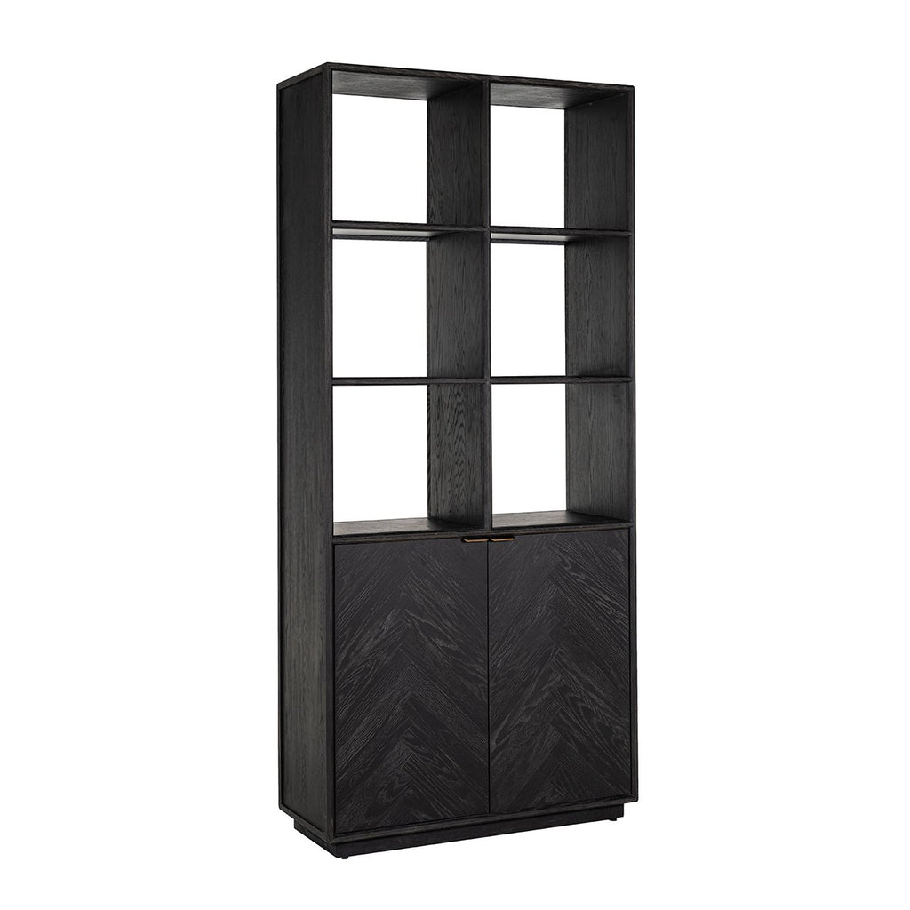 Bookcase Black Bone Brass 2-doors (Black rustic)
