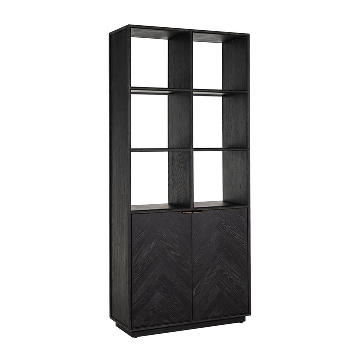 Bookcase Black Bone Brass 2-doors (Black rustic)