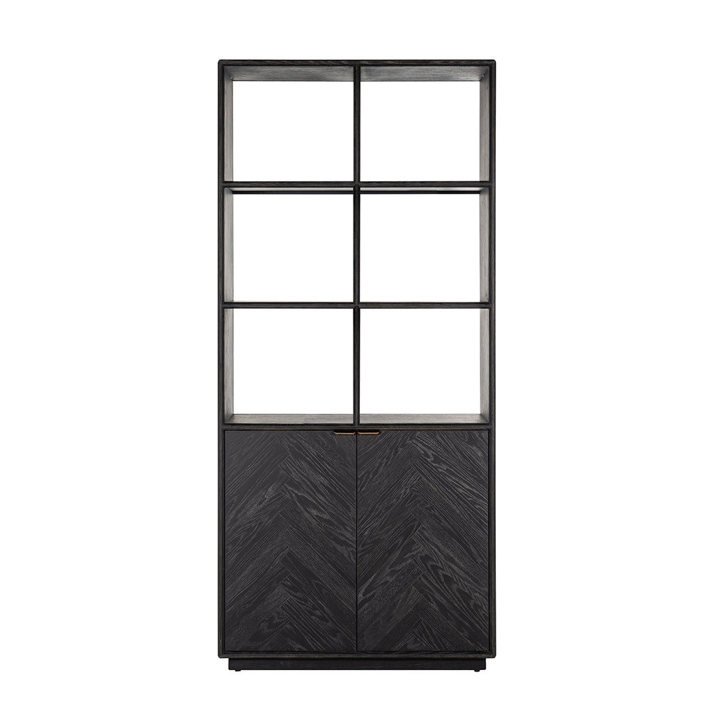 Bookcase Black Bone Brass 2-doors (Black rustic)