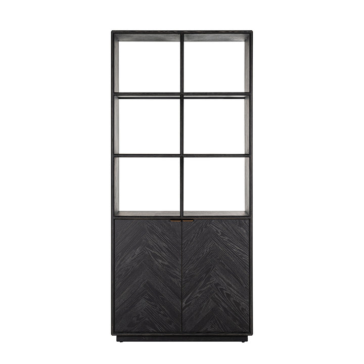 Bookcase Black Bone Brass 2-doors (Black rustic)