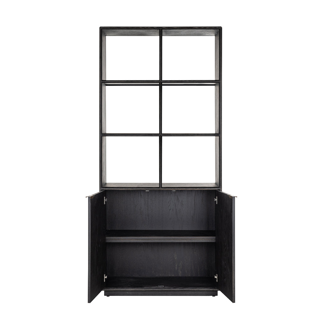 Bookcase Black Bone Brass 2-doors (Black rustic)