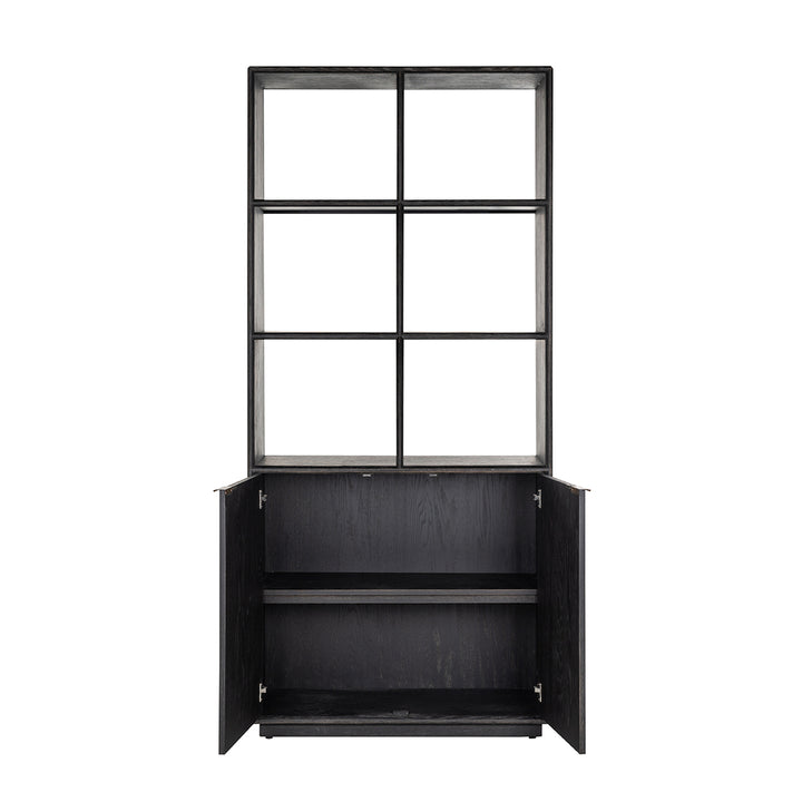 Bookcase Black Bone Brass 2-doors (Black rustic)