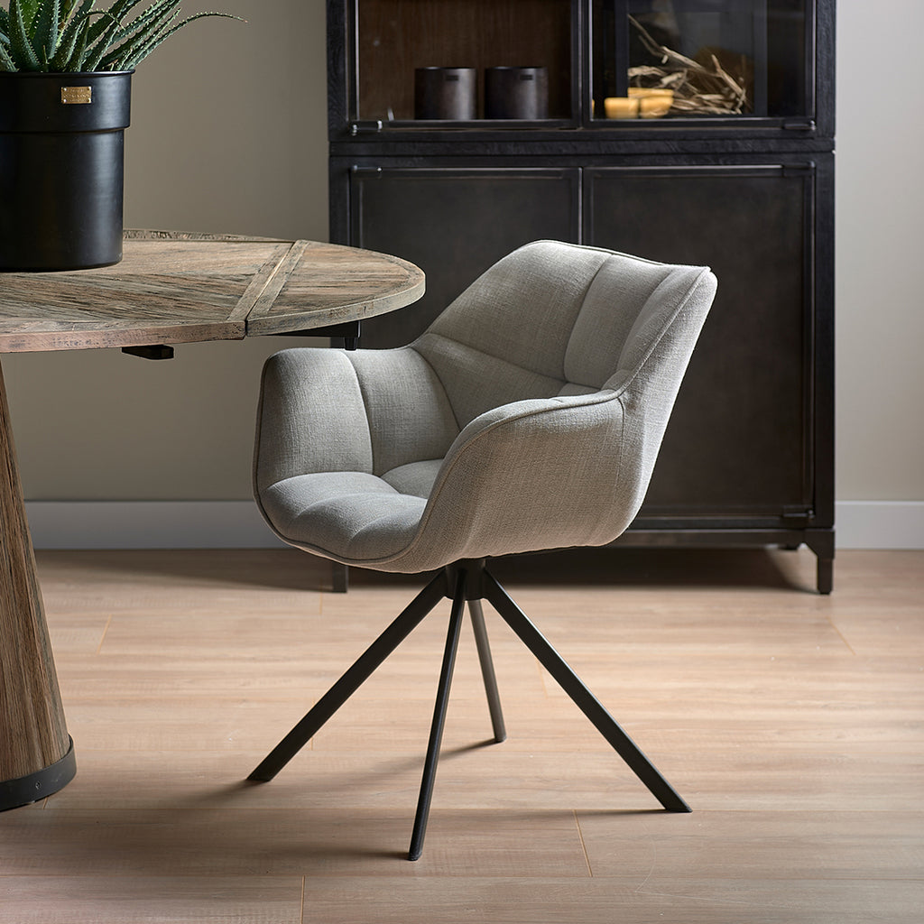 Rivièra Maison Carnaby Swivel Dining Fauteuil,Mouline Linen Fabulous Flax