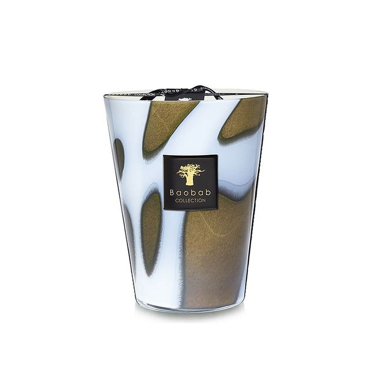 Baobab Collection geurkaars Stones Agate Max 24, glas met natuurlijke grijsblauwe en bruine patronen, vrijstaand op witte achtergrond.