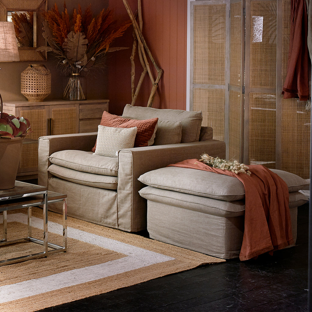 Continental Footstool FlandFlax