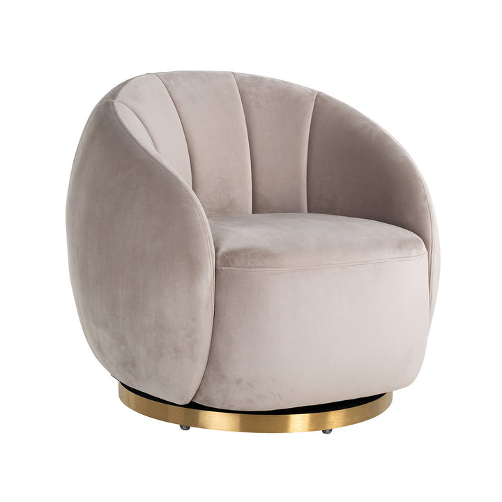 Swivel chair Jago khaki velvet / brushed gold (Quartz Khaki 903)