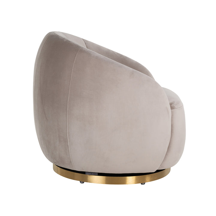 Swivel chair Jago khaki velvet / brushed gold (Quartz Khaki 903)