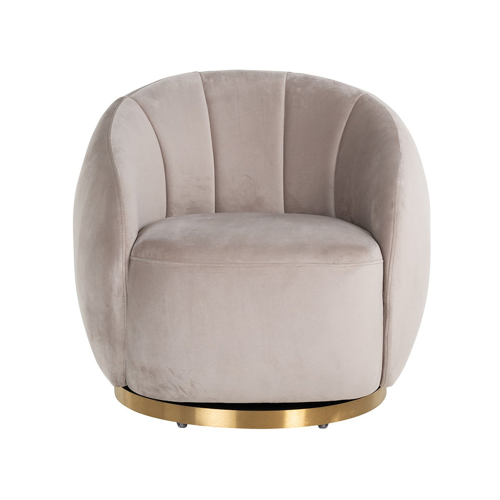 Swivel chair Jago khaki velvet / brushed gold (Quartz Khaki 903)