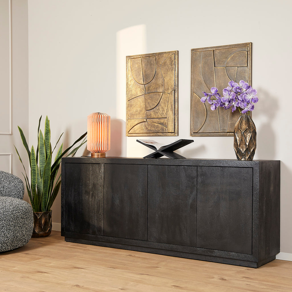 Sideboard Brüssel Schwarz 4 Türen | 200 cm