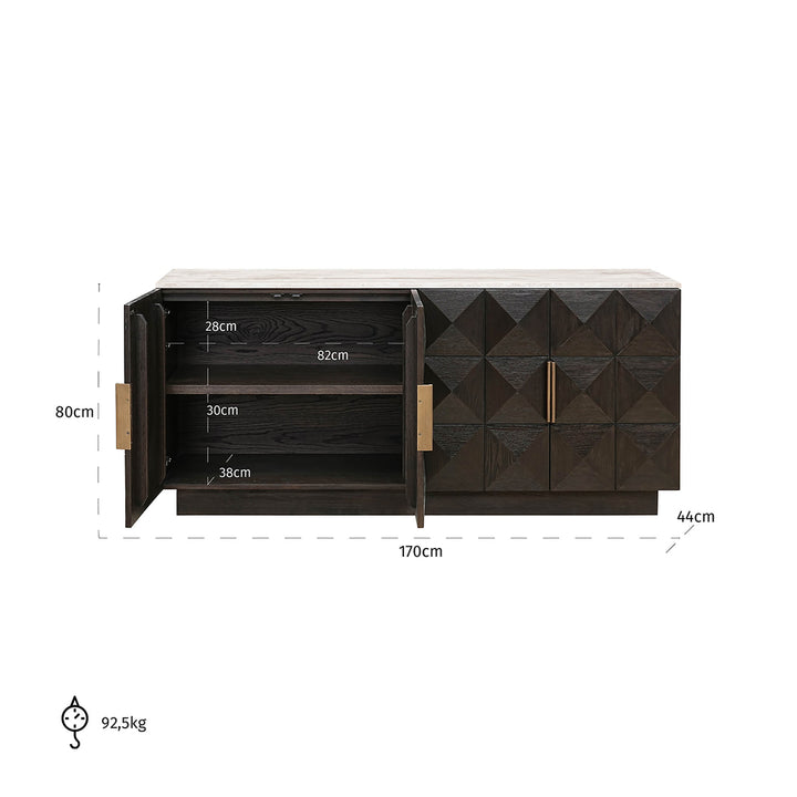 Richmond Interiors Dressoir Claremont 4-deurs (Bruin)
