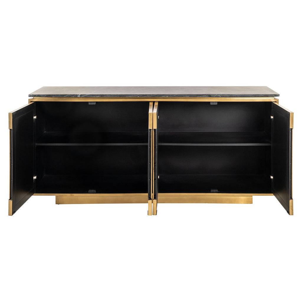 Richmond Interiors Dressoir Finsbury 4-deurs Zwart/goud