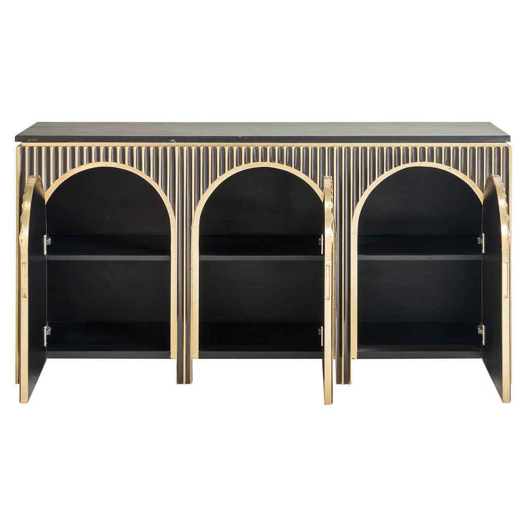 Sideboard Les Arcs 3-türig (Gebürstetes Gold)