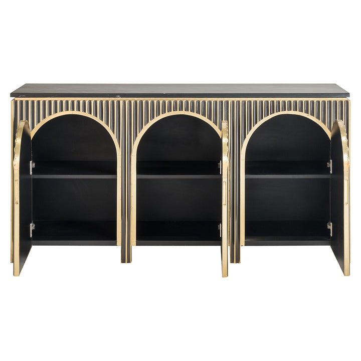 Sideboard Les Arcs 3-türig (Gebürstetes Gold)