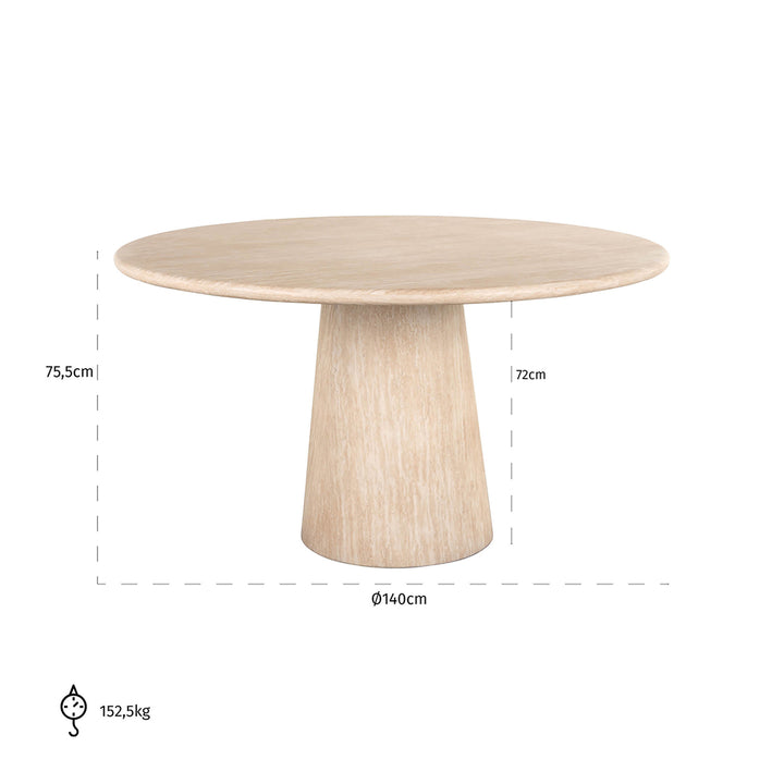 Richmond Interiors Dining Table Fictus 140Ø Travertine Beige