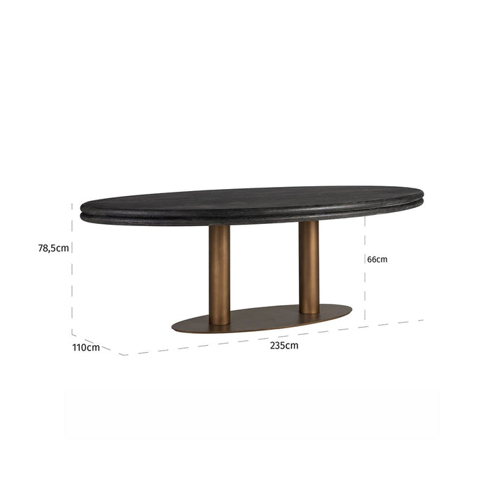 Dining table Macaron oval 235 (Black rustic)