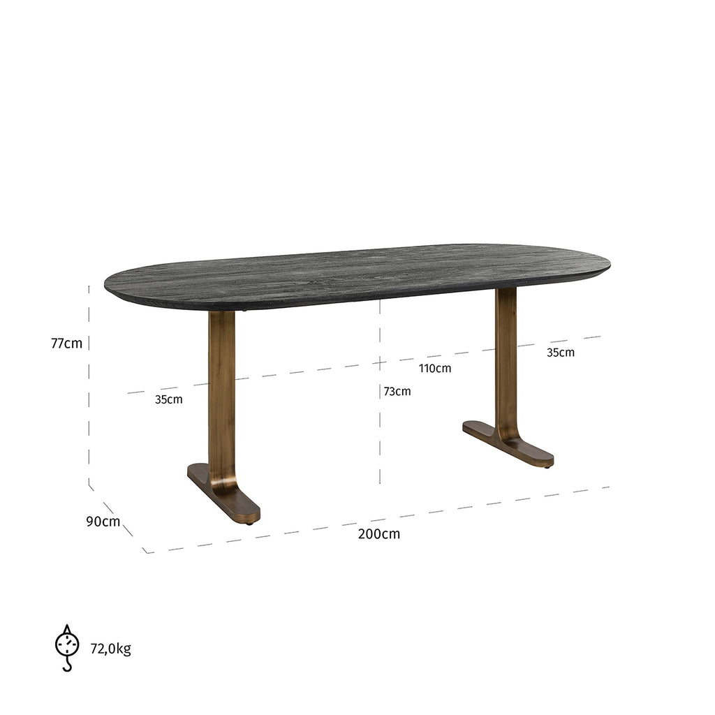 Dining table Revelin 200 (Black/gold)