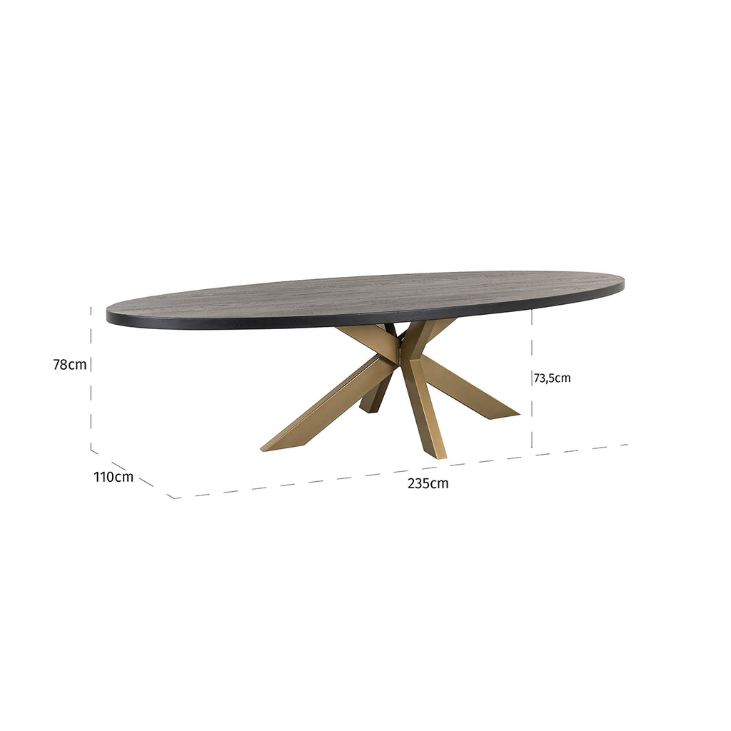 Dining table Watson black 235 incl. spider leg gold (Black)