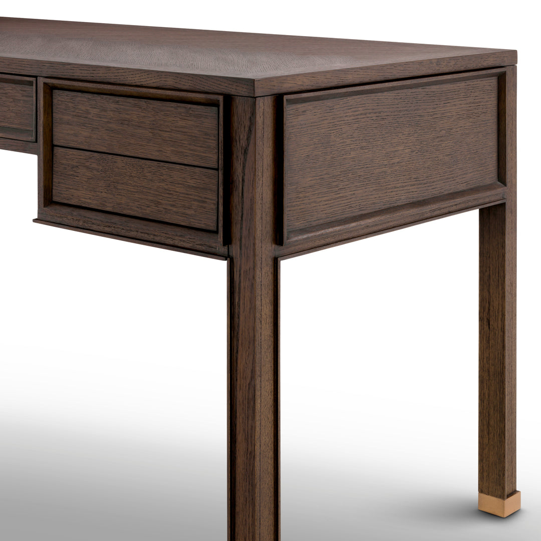 Eichholtz Bureau Melchior Brown Oak Brushed Brass