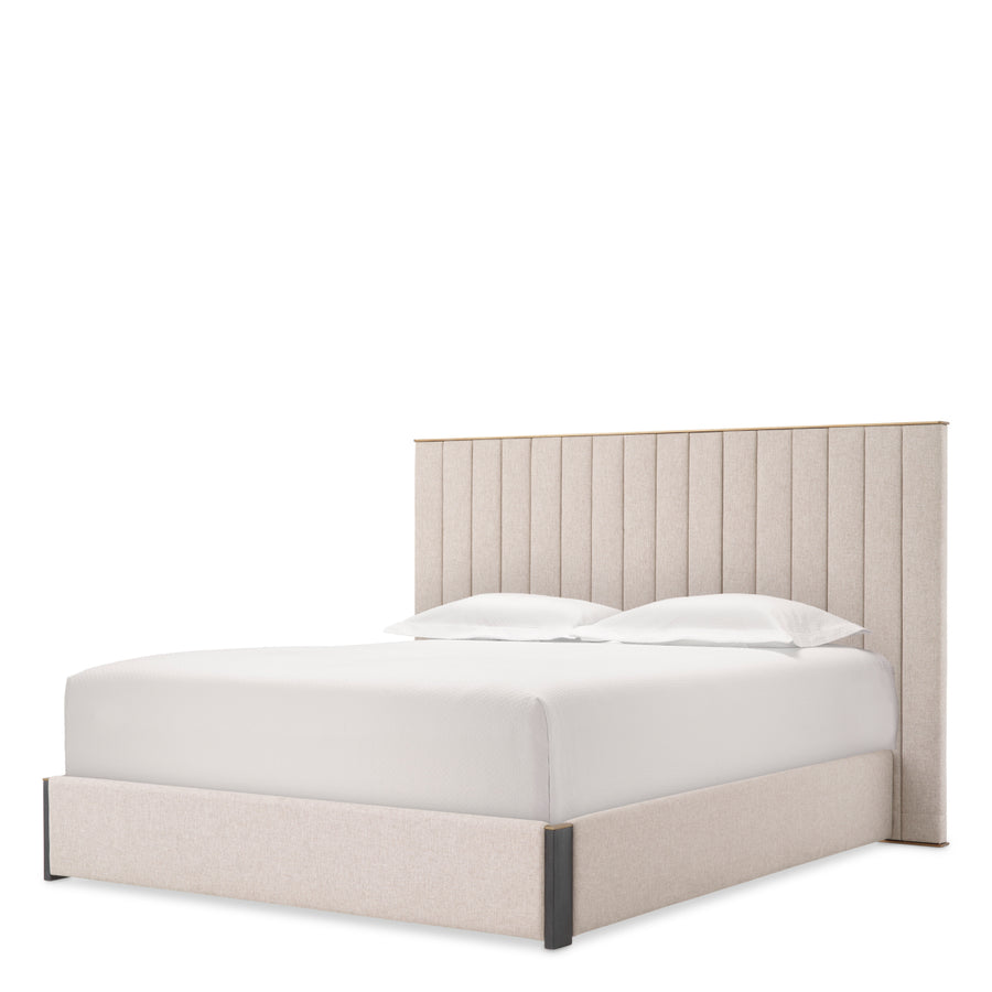 Eichholtz Bedframe Elisio Loki Natural Brushed Brass Charcoal Grey 180 x 210 cm