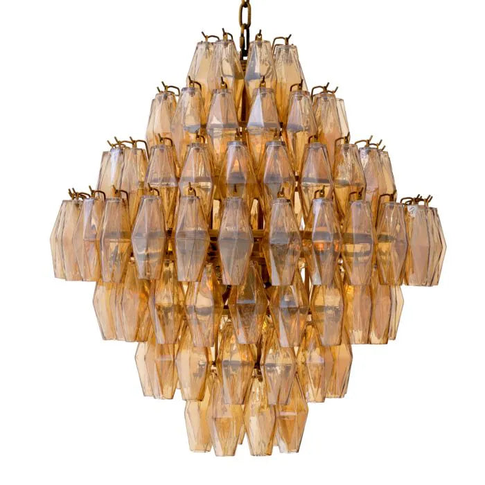 Eichholtz Kroonluchter Benini L Amber Glass Antique Brass