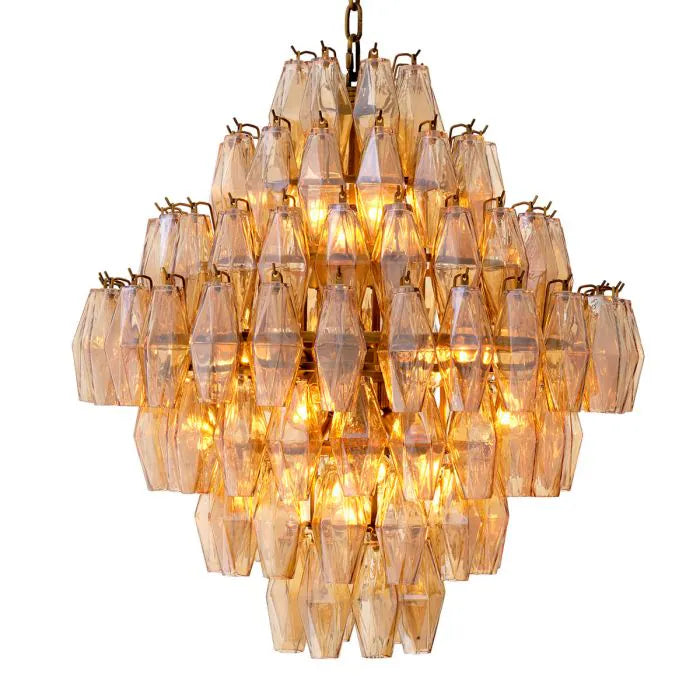 Eichholtz Kroonluchter Benini L Amber Glass Antique Brass