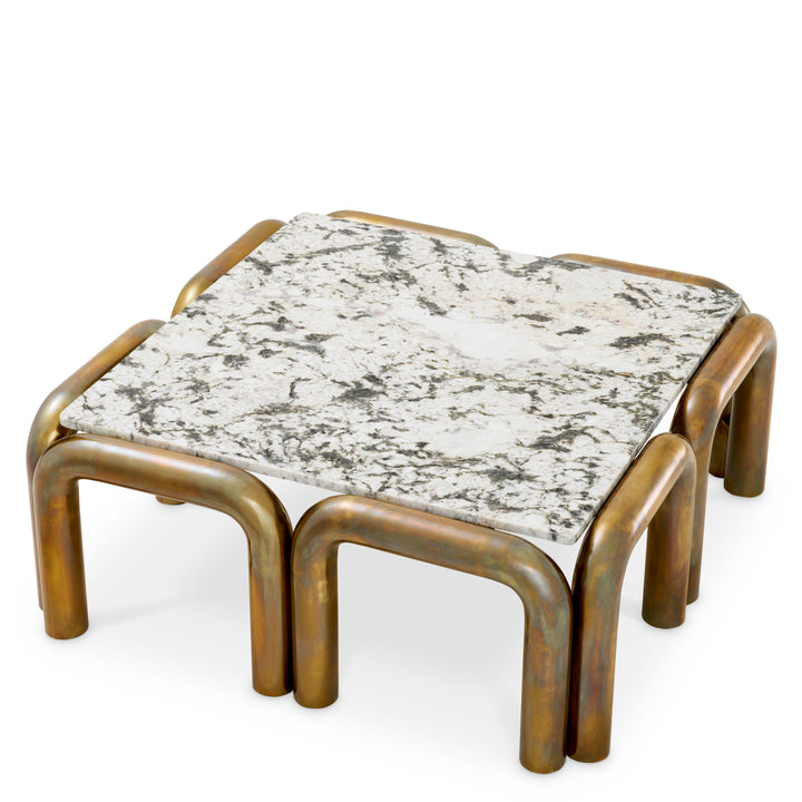 Eichholtz Salontafel Sunwood Vintage Brass Wit Marmer