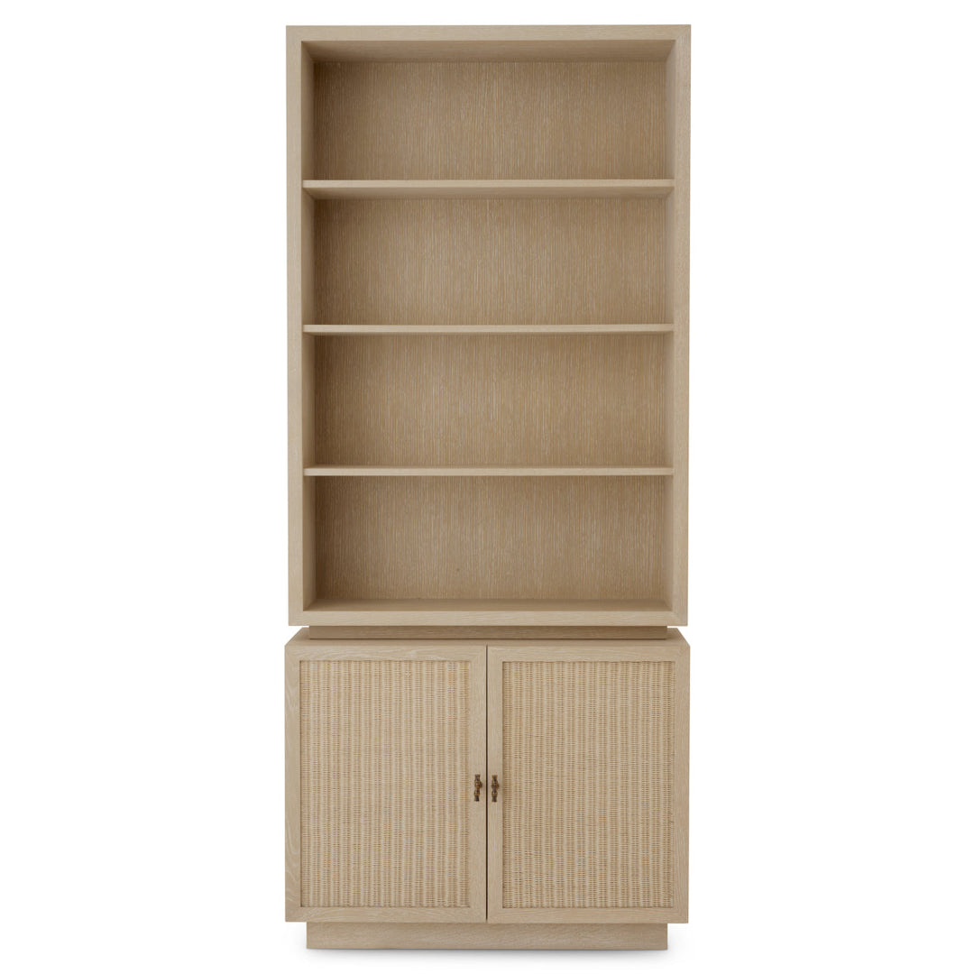Eichholtz Wandkast Borchard Washed Oak Woven Rattan Bronze