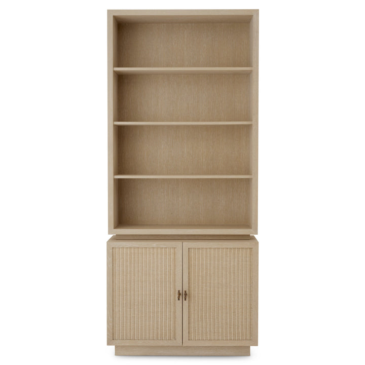 Eichholtz Wandkast Borchard Washed Oak Woven Rattan Bronze