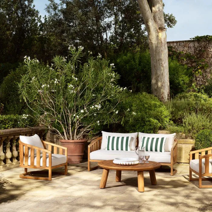Eichholtz Outdoor Bank Aruba Natural Teak Sunbrella Canvas